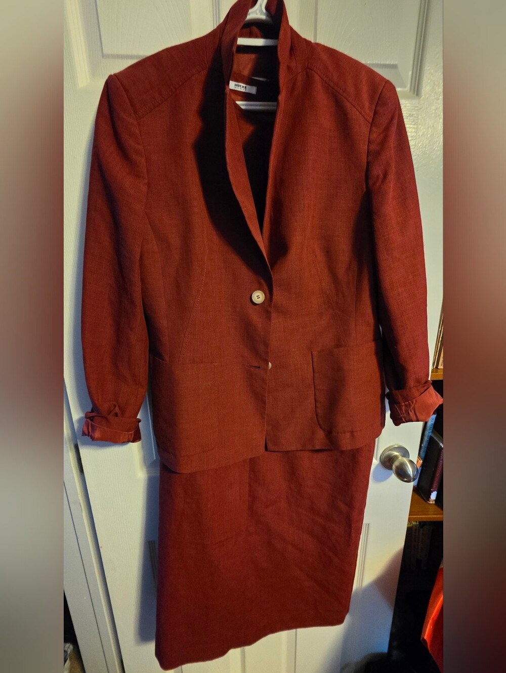 4/$97 Deal! Vintage Rust Two-Piece Dress & Blazer Set